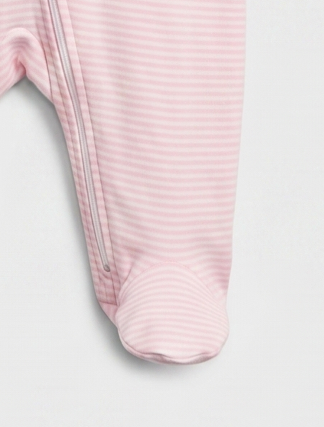 PINK AND WHITE STRIPED ZIPPER SLEEPSUIT
