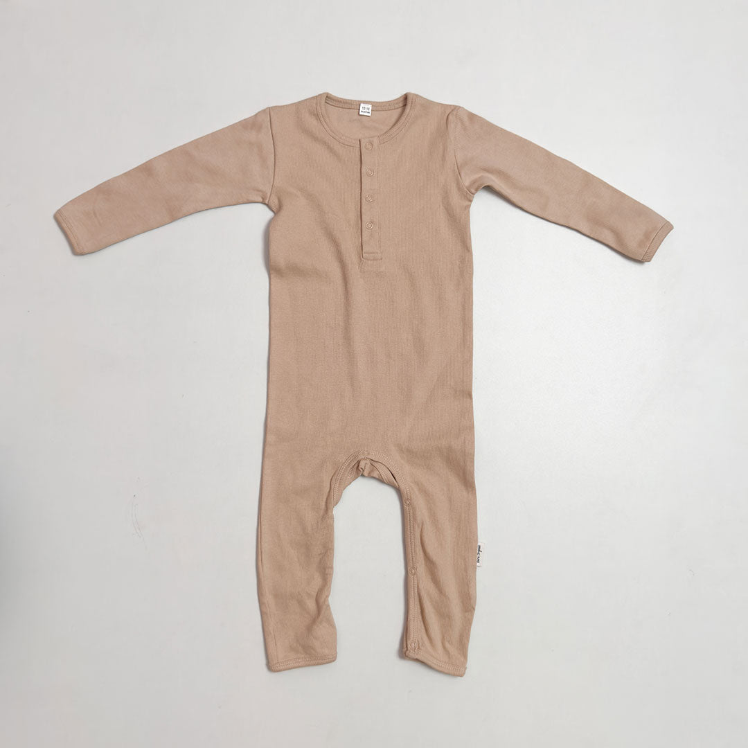 BROWN RIBBED ROMPER