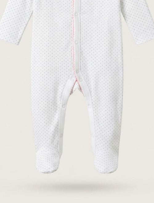Blue polka dotted floral sleepsuit