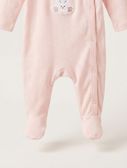 Pink bunny wrapover sleepsuit