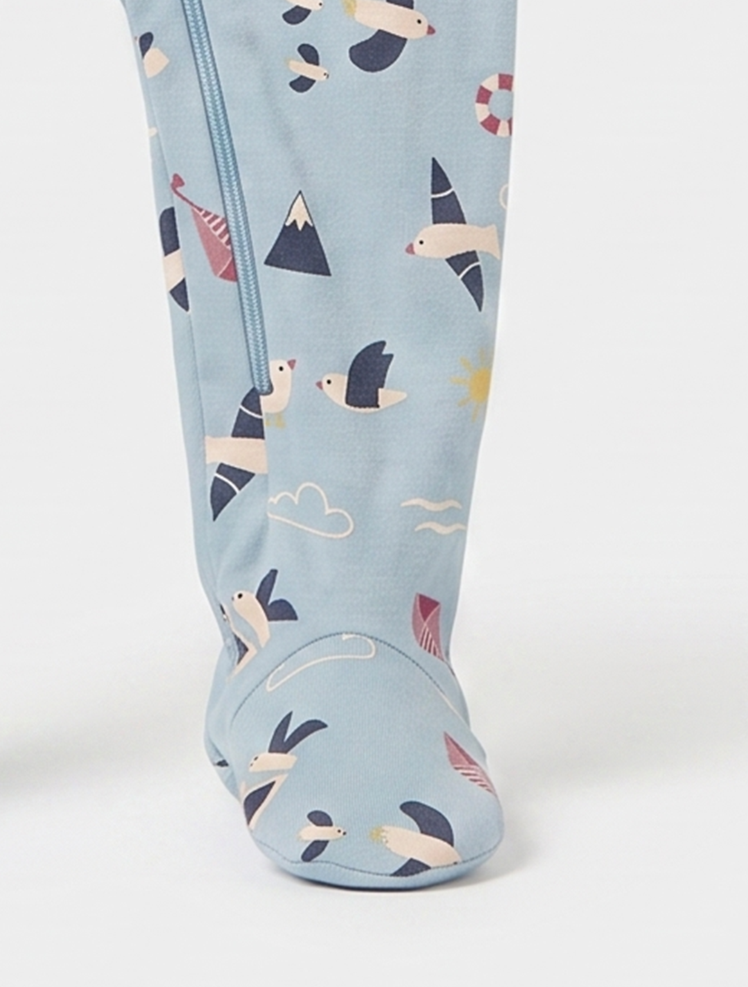 Blue patterned zipper sleepsuit