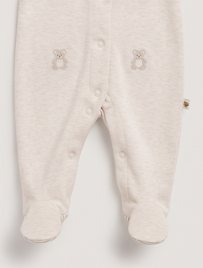 Beige bear peter pan collar sleepsuit