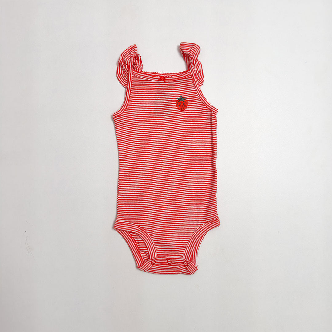 RED STRIPED STRAWBERRY ONESIE