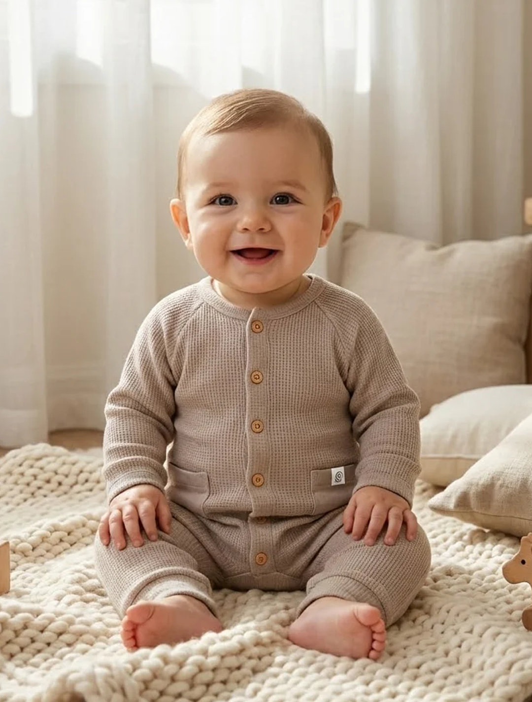 PREMIUM BEIGE KNITTED ROMPER