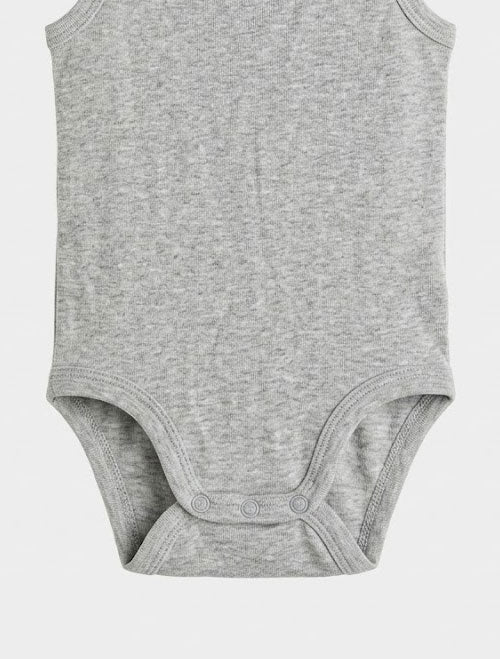 Sleeveless Cotton Baby Onesie – Grey Marl