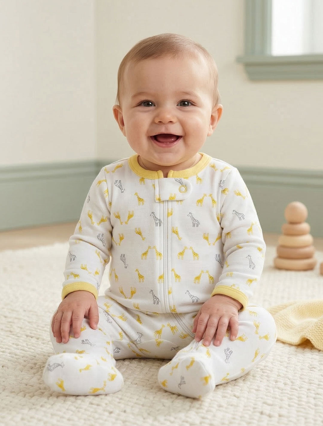 YELLOW GIRAFFE SLEEPSUIT