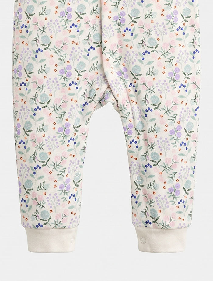 White floral button romper