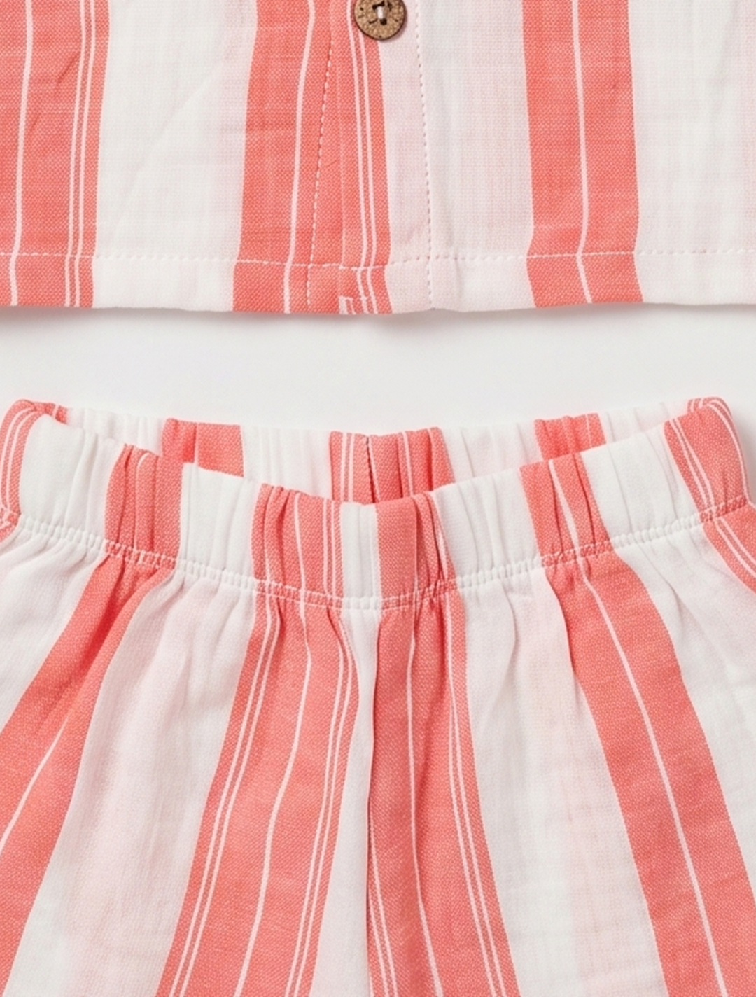 Striped Muslin Shirt & Shorts Co-ord Set – Coral