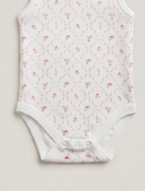 Pink floral printed onesie