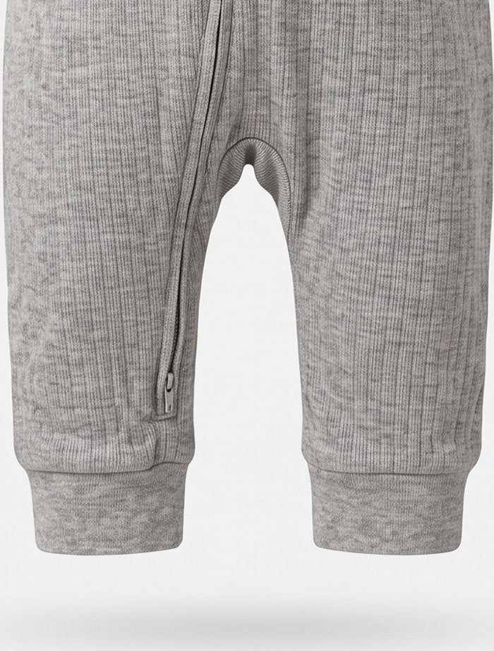 Grey 2 way zipper ribbed romper