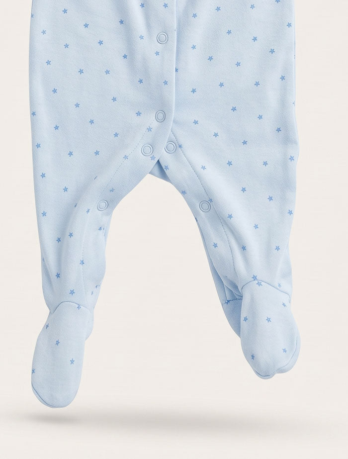 Blue star printed button sleep suit