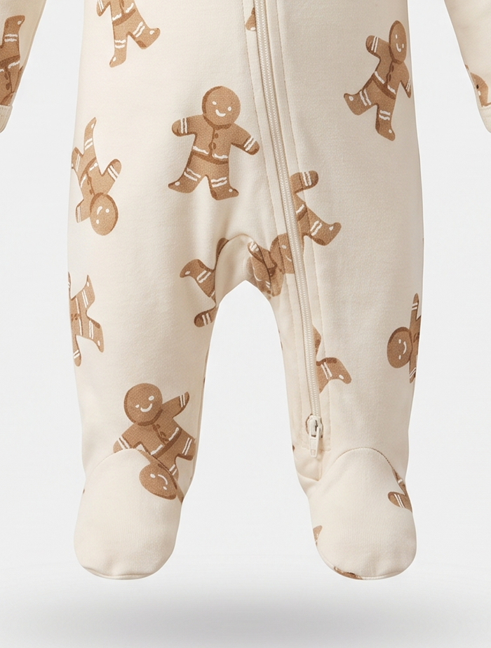 Beige ginger bread zipper sleepsuit