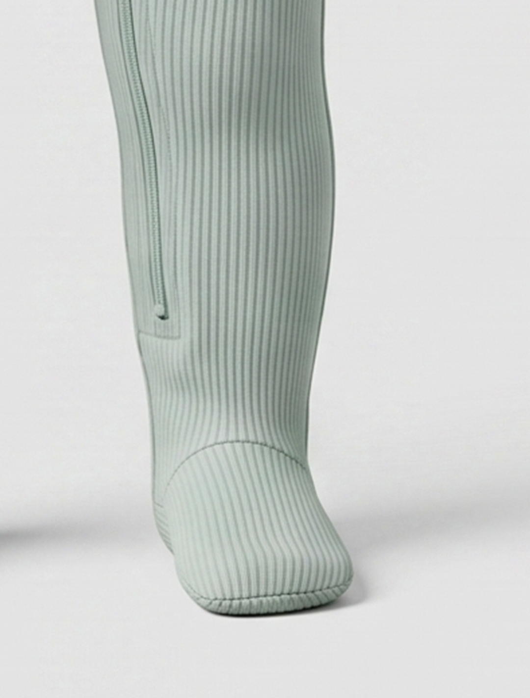Pastel green ribbed zipper sleepsuit