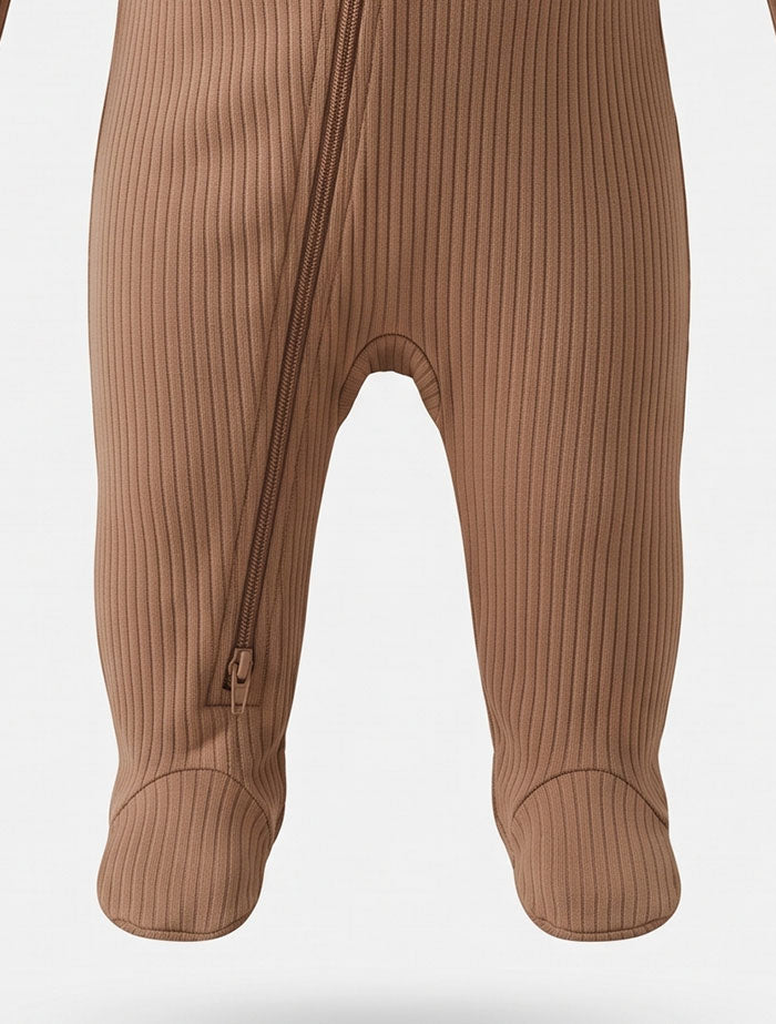Coffee brown ribbed sleepsuit