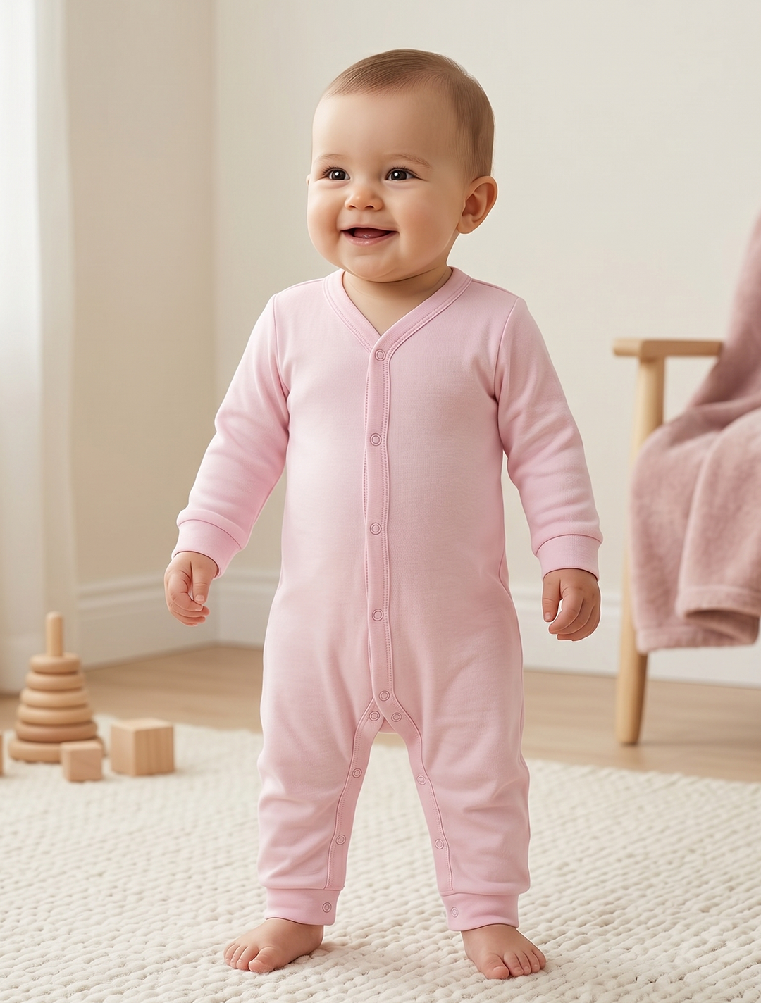 PINK BITTON PLAIN ROMPER