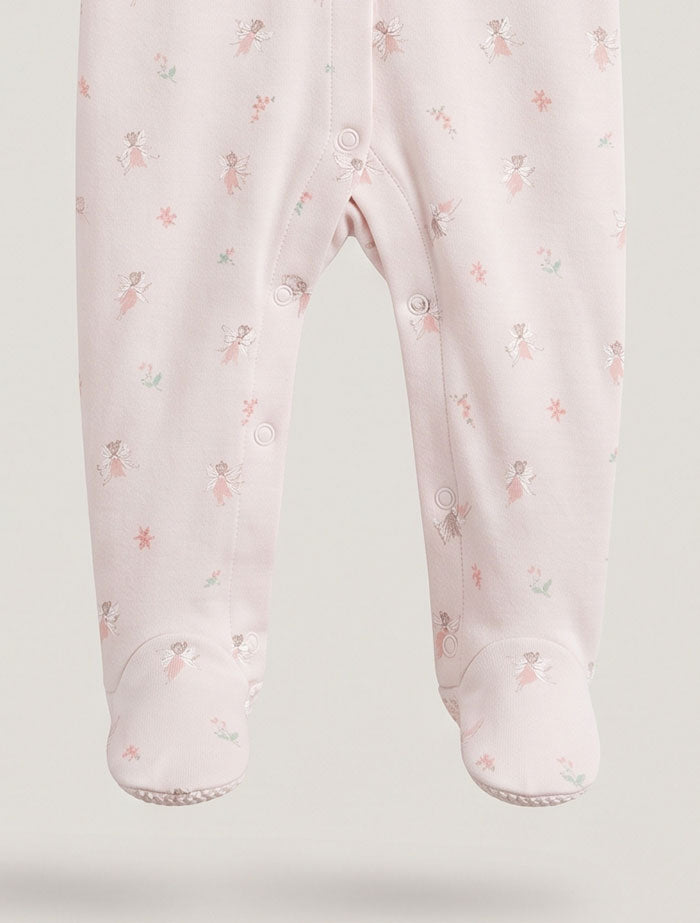 Powder pink patterned button sleepsuit
