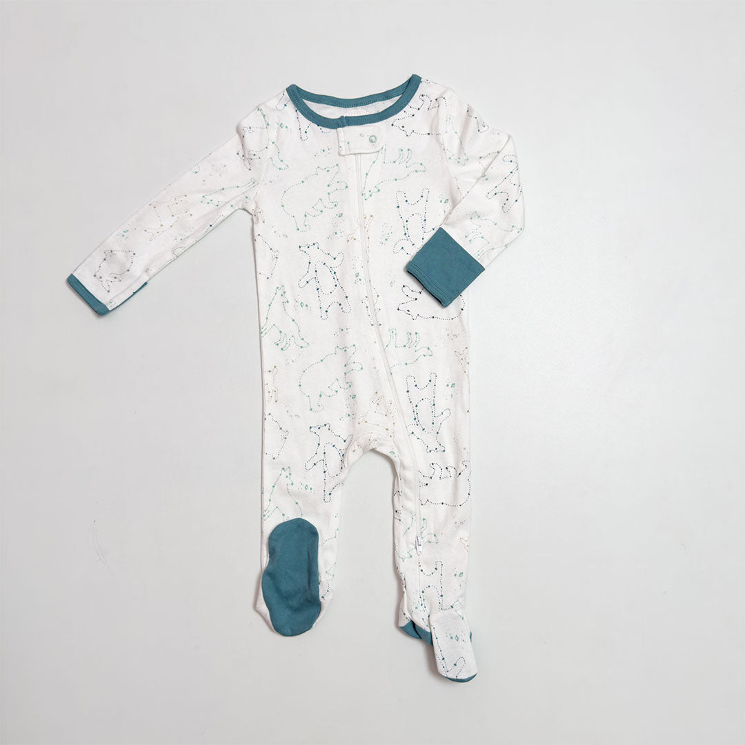 WHITE PRINTED SLEEPSUIT