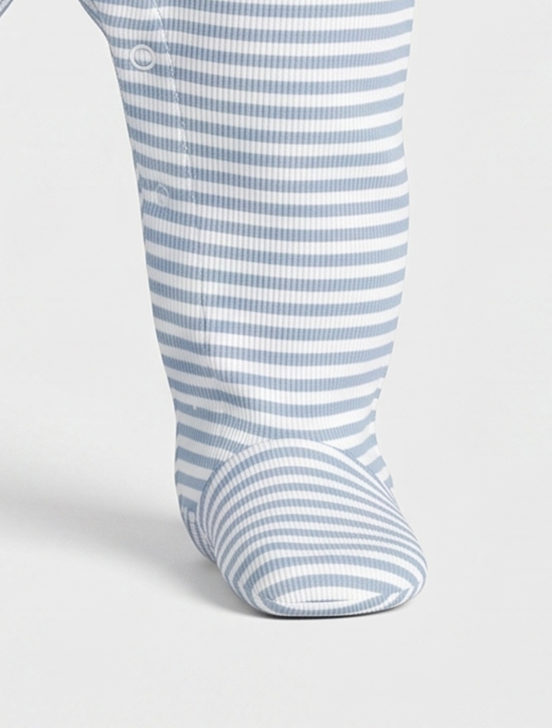 Blue and white striped ribbed sleepsuit