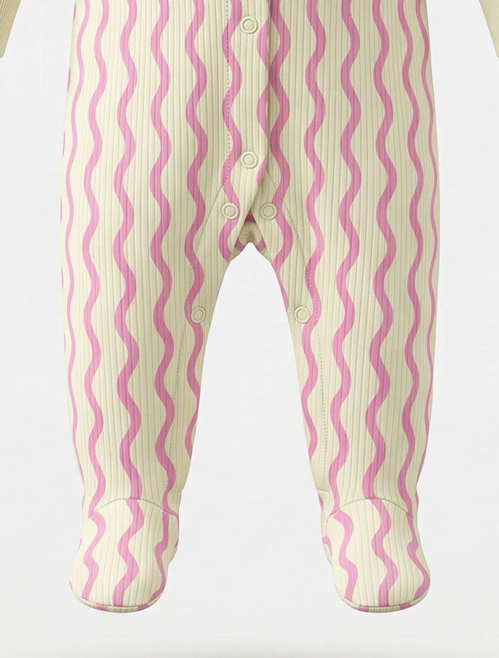 Pistachio ribbed button sleep suit