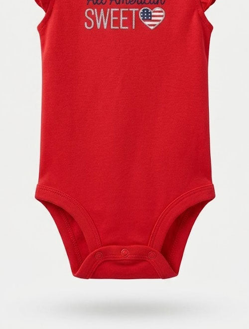 Flutter-Sleeve Baby Onesie – Red