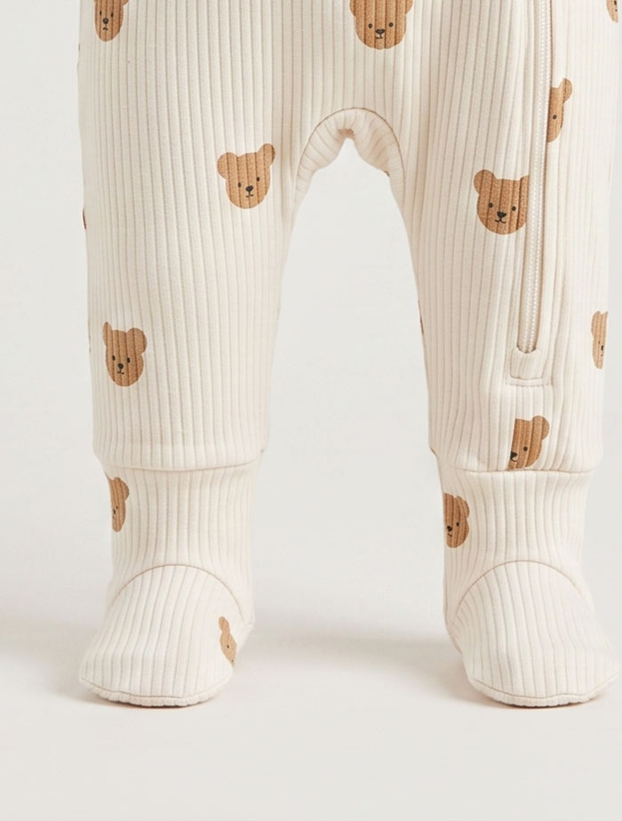 Brown bear fleece lining sleepsuit