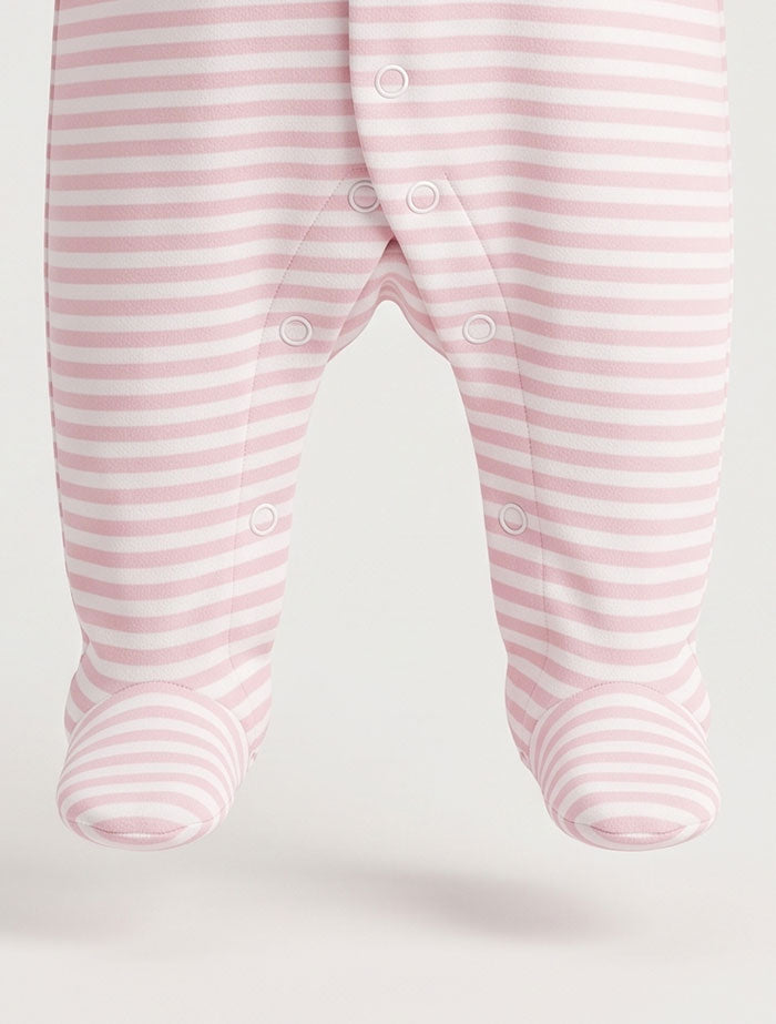 Pink white stripes sleepsuit