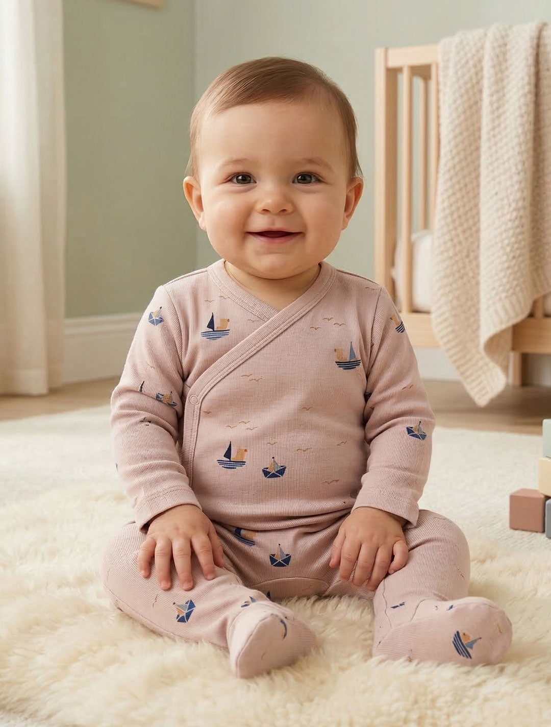 BEIGE PRINTED SLEEPSUIT