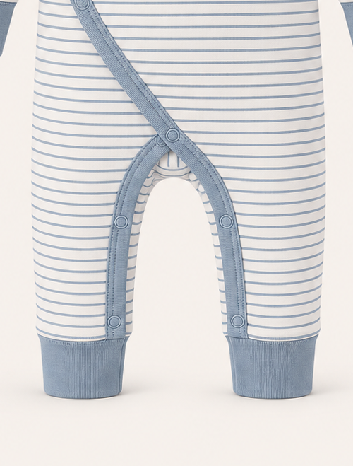 Blue stripes wrapover romper