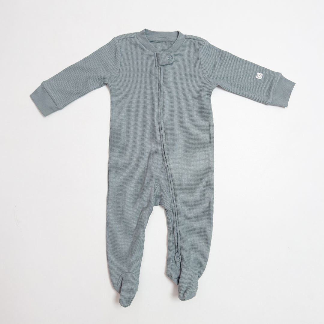 BLUE KNITTED 2 WAY ZIPPER SLEEPSUIT