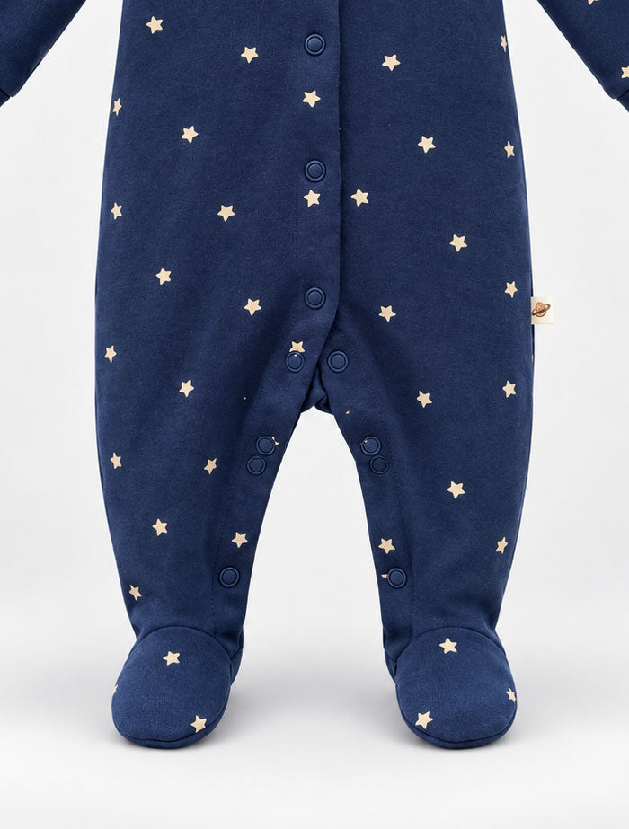 Navy blue star printed sleep suit