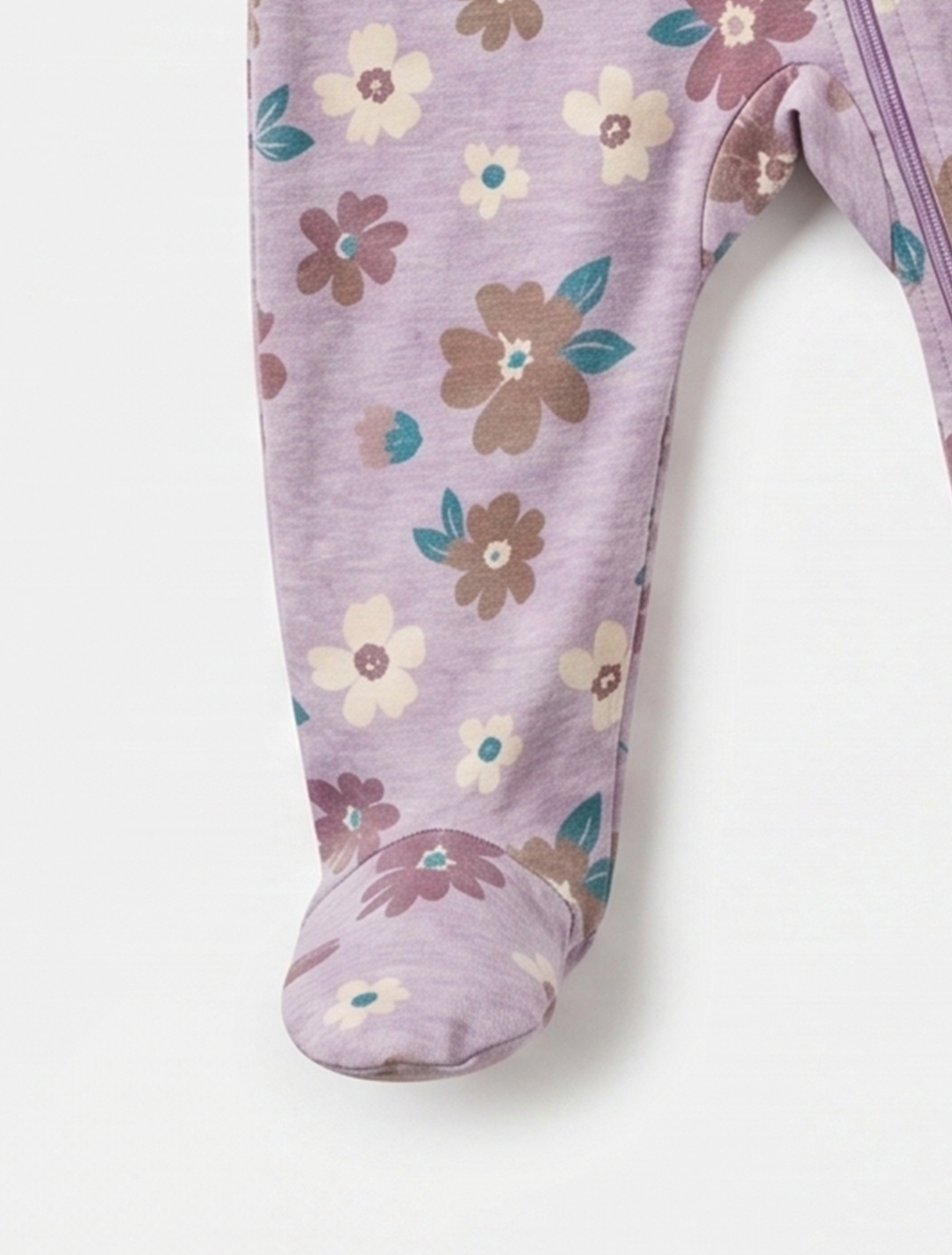 Lavender floral zipper sleepsuit