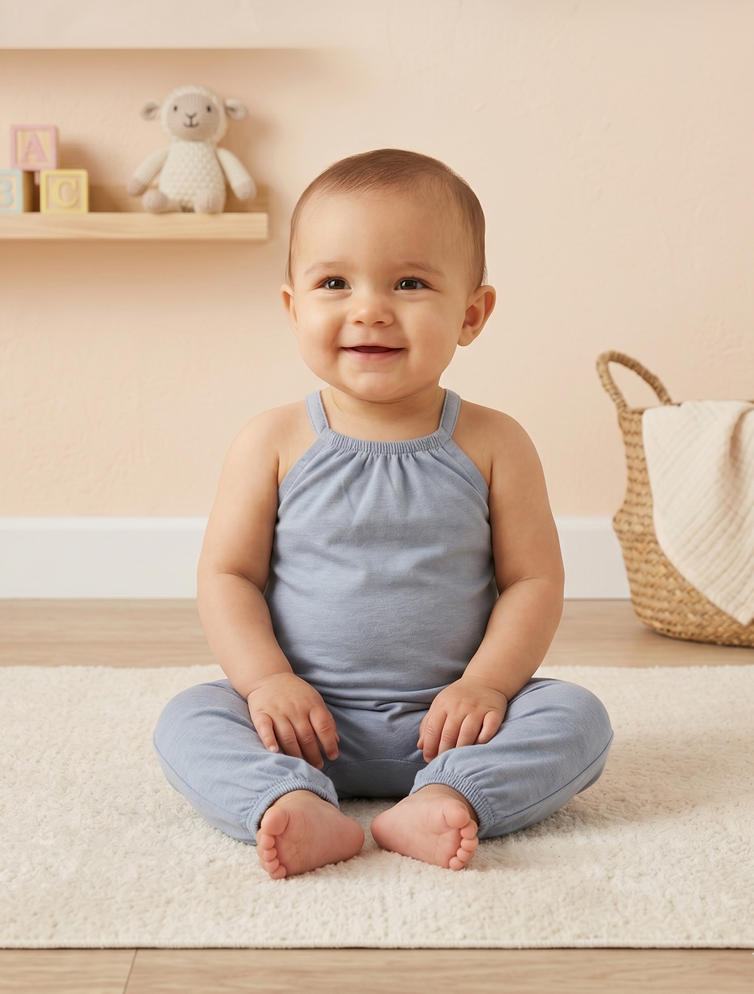 Light blue sleeveless romper