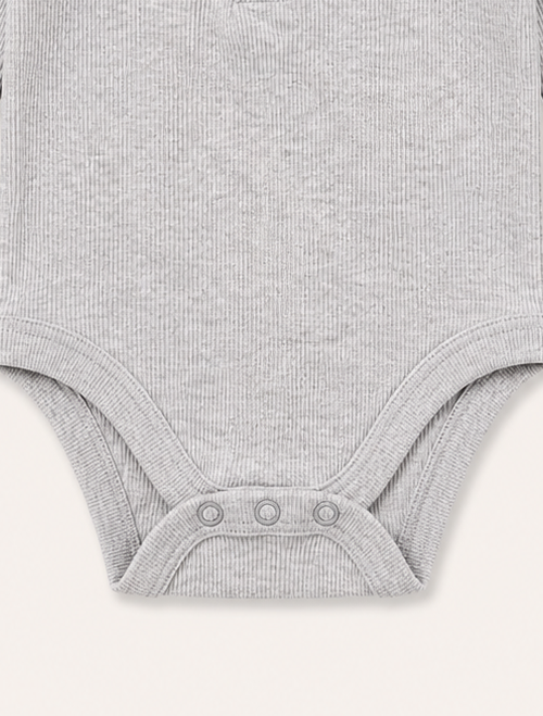 Grey ribbed button onesie