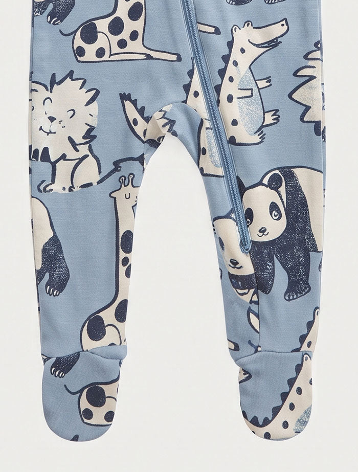 Blue panda zipper sleep suit