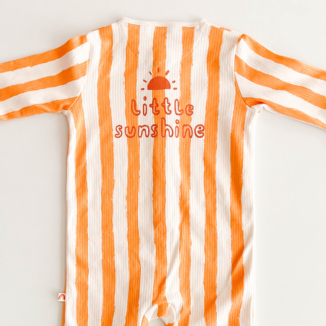 ORANGE WHITE STRIPES RIBBED ROMPER