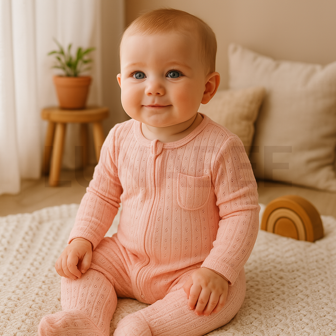 POWDER PINK POINTELLE SLEEPSUIT
