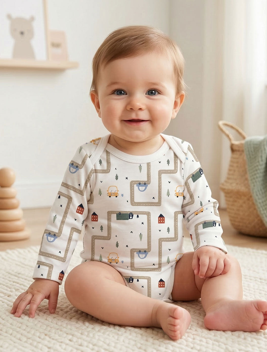 OFF WHITE PATTERNED ONESIE