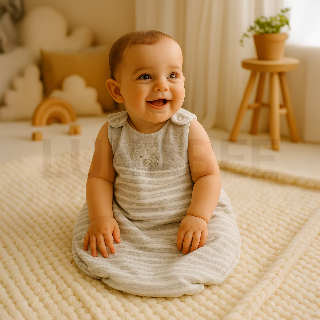 GREY WHITE STRIPED SLEEPING BAG