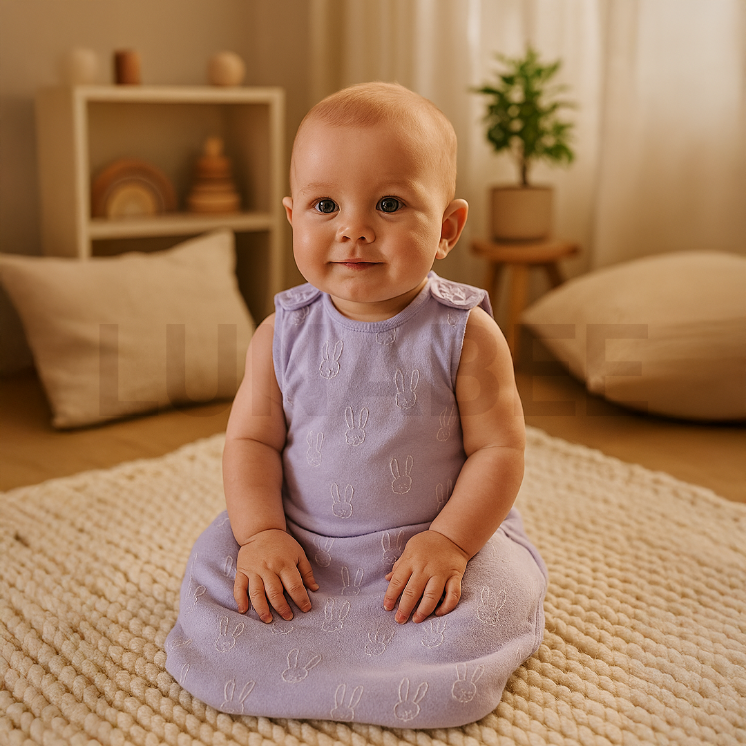 LAVENDER BUNNY PATTERNED SLEEPING BAG