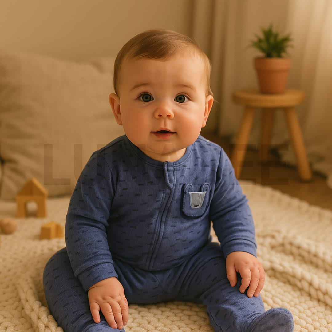 PREMIUM BLUE RIBBED SLEEPSUIT