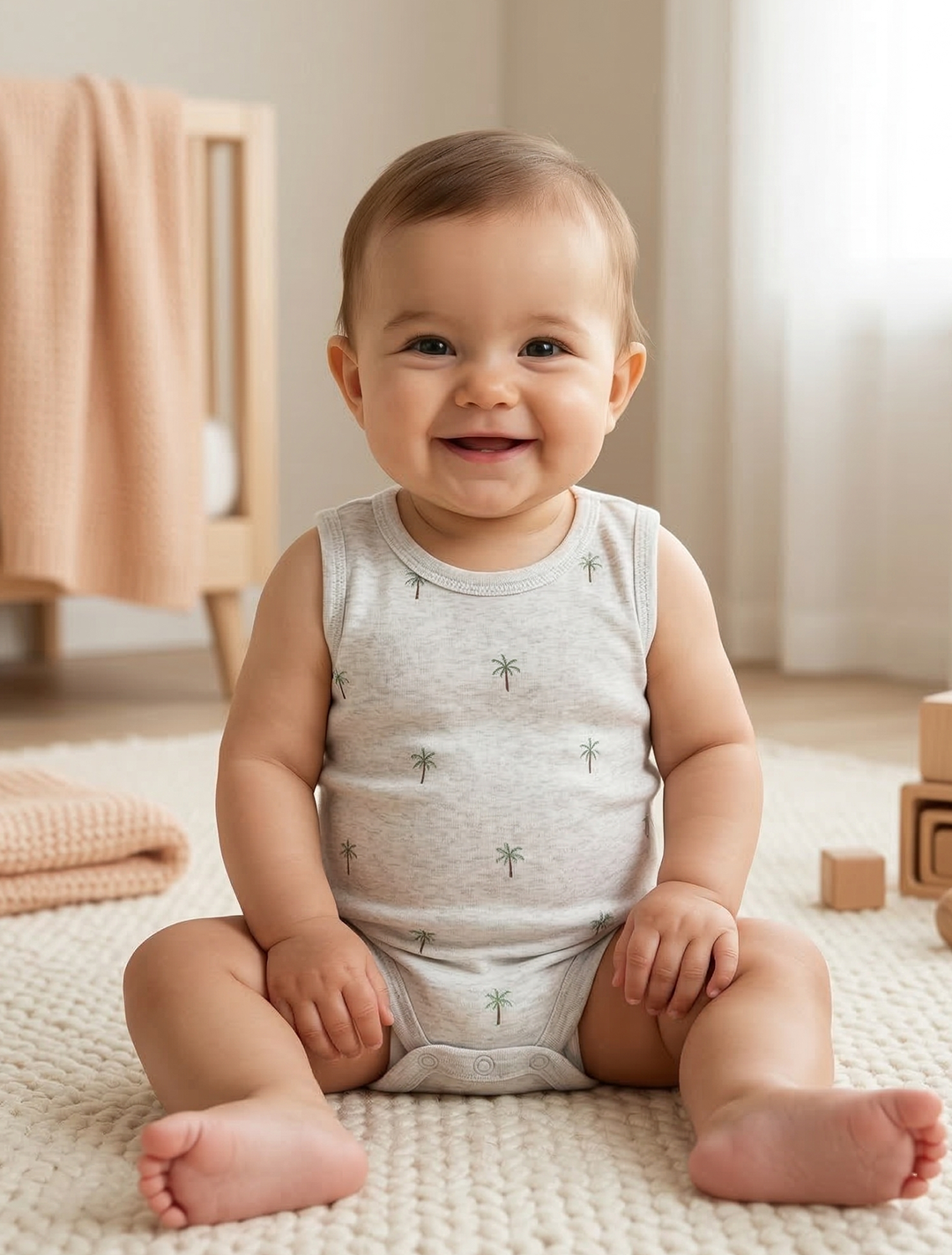 GREY SLEEVELESS PATTERNED ONESIE