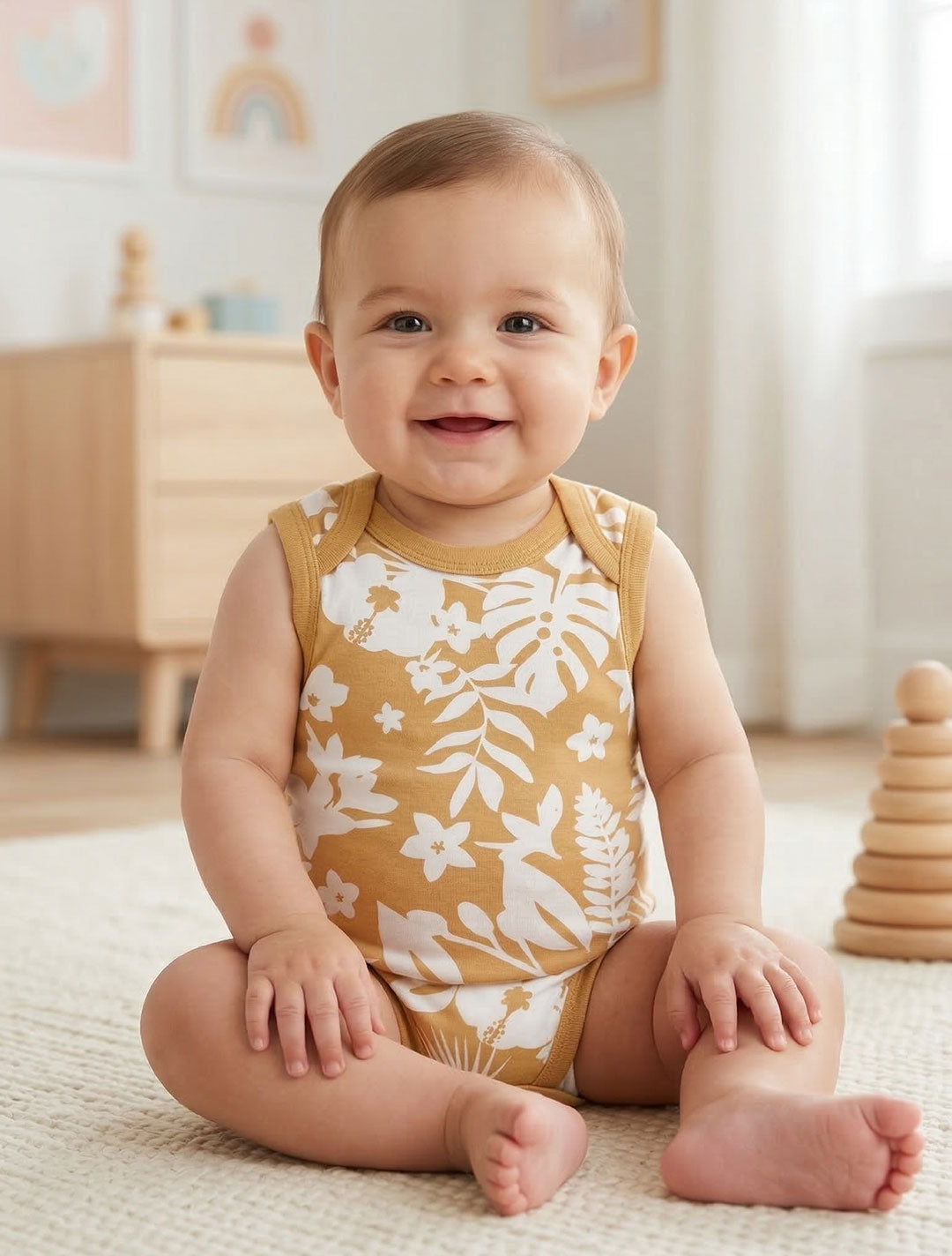 BROWN FLORAL ONESIE