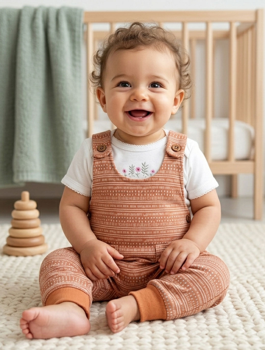 BROWN PATTERNED ROMPER