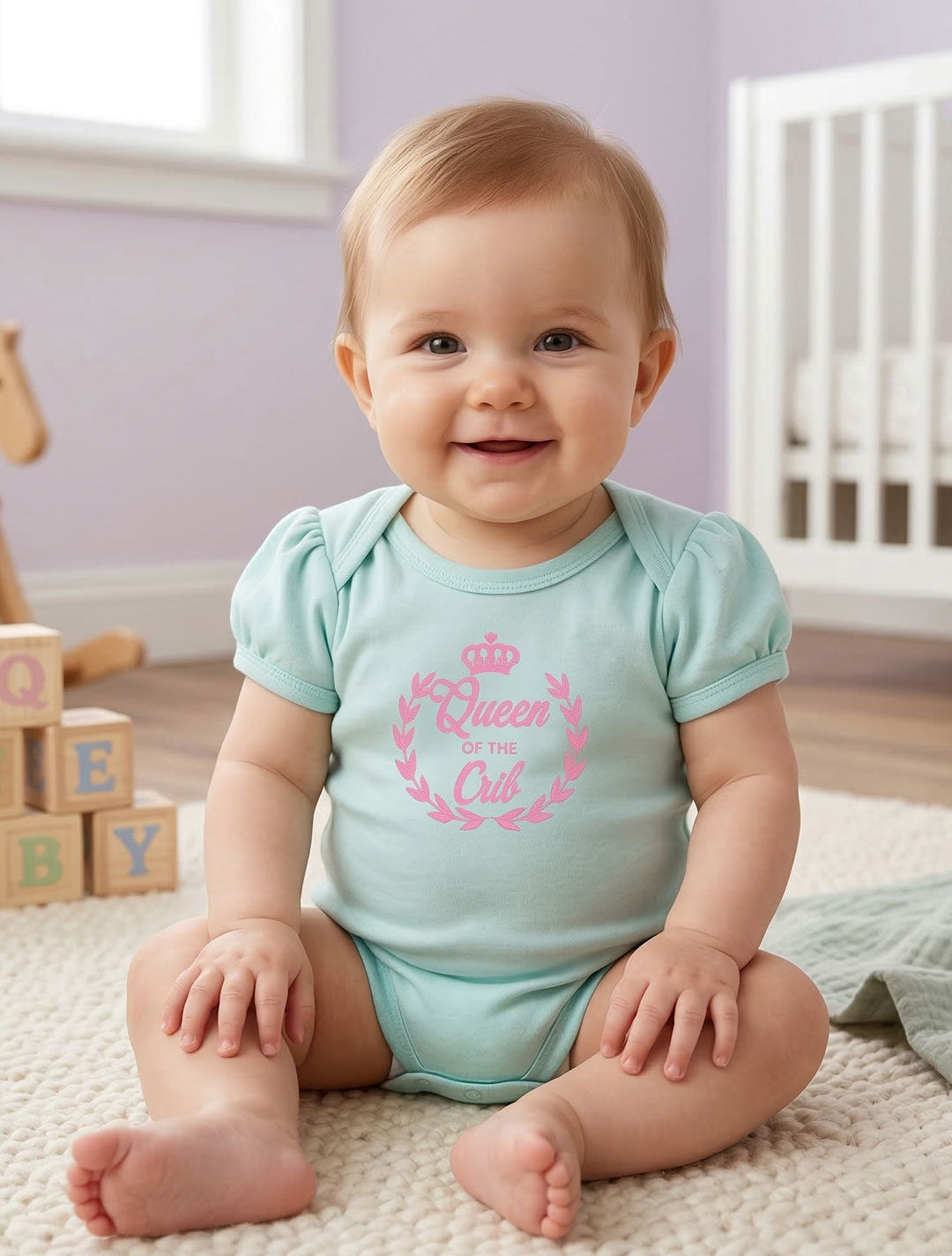 AQUA BLUE PRINTED ONESIE