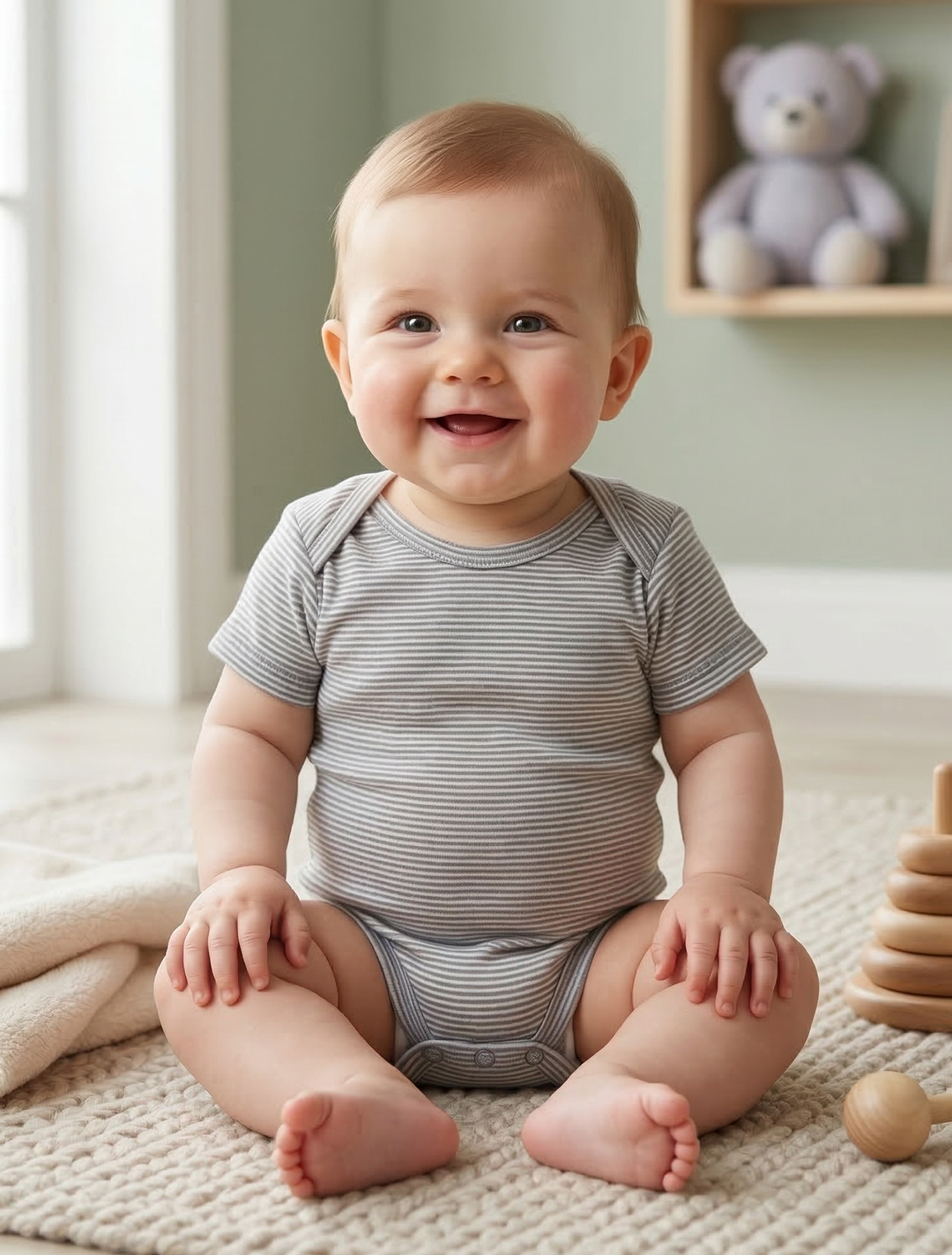 DARK GREY STRIPED ONESIE