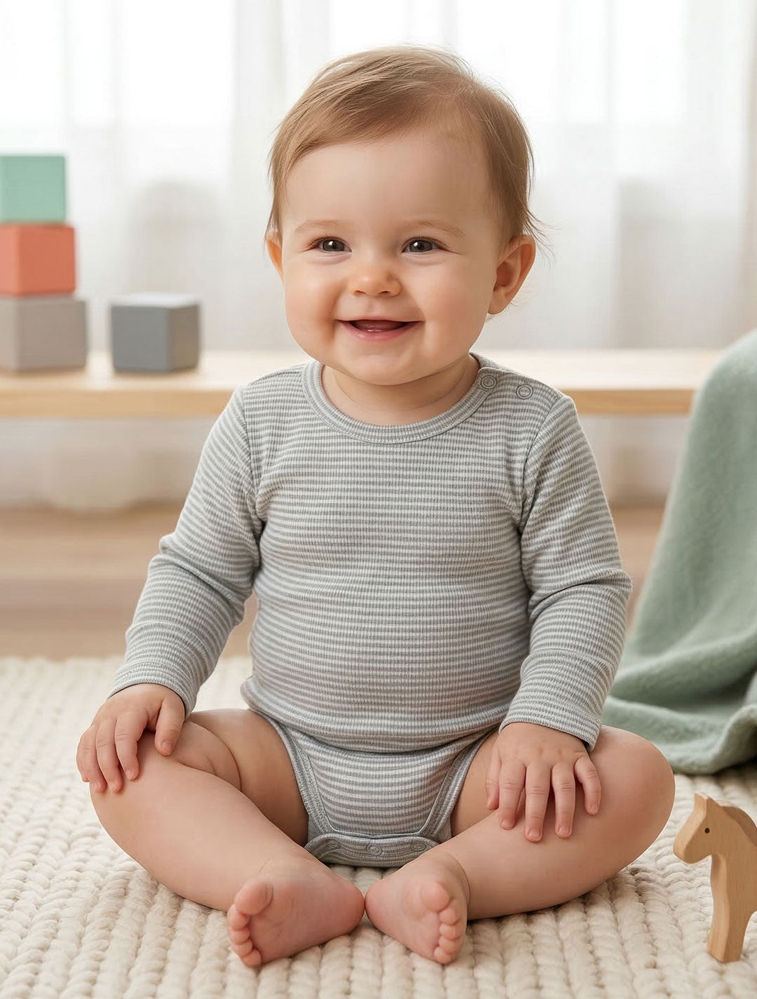GREY STRIPED ONESIE