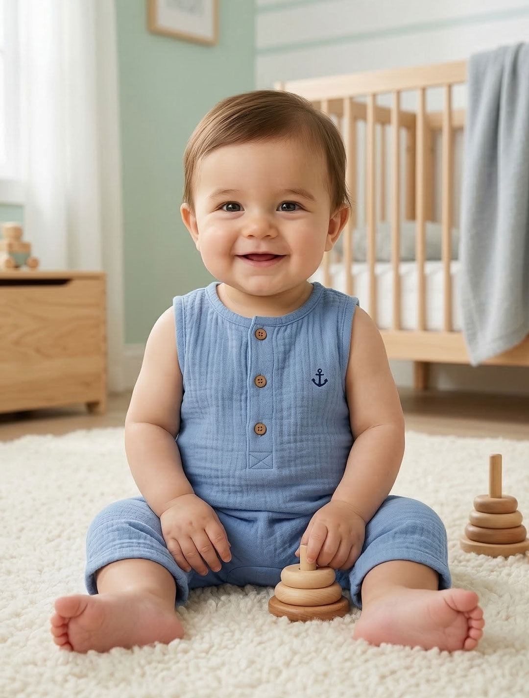 MUSLIN BLUE BOYS JUMPSUIT
