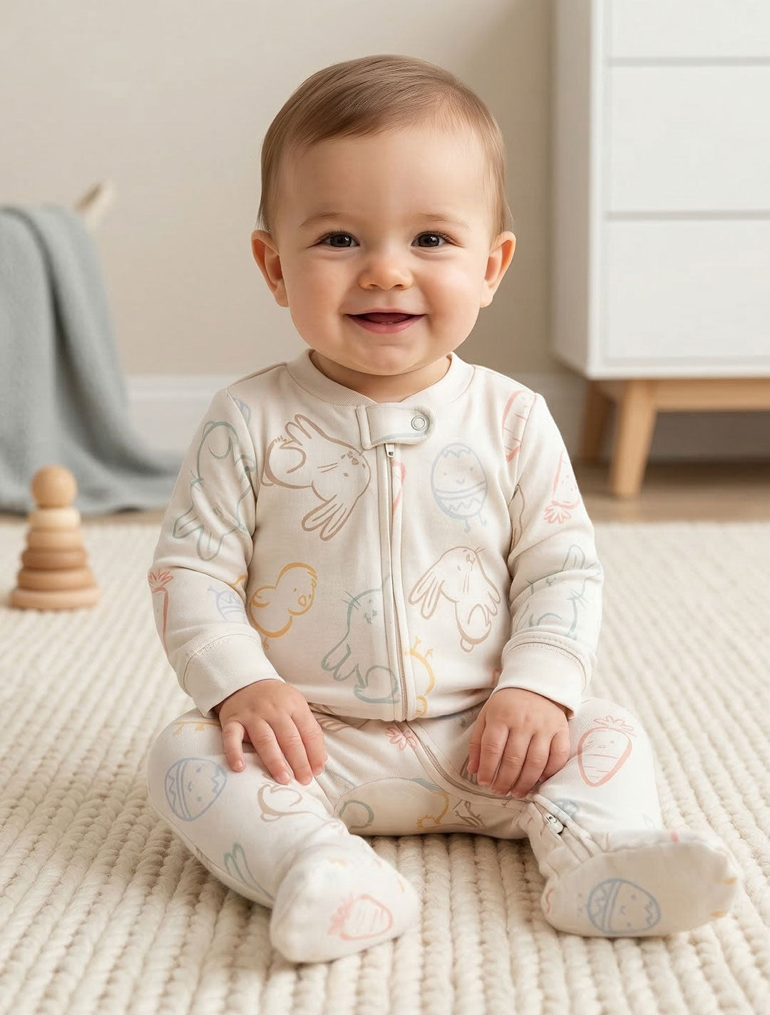 BEIGE ZIPPER SLEEPSUIT
