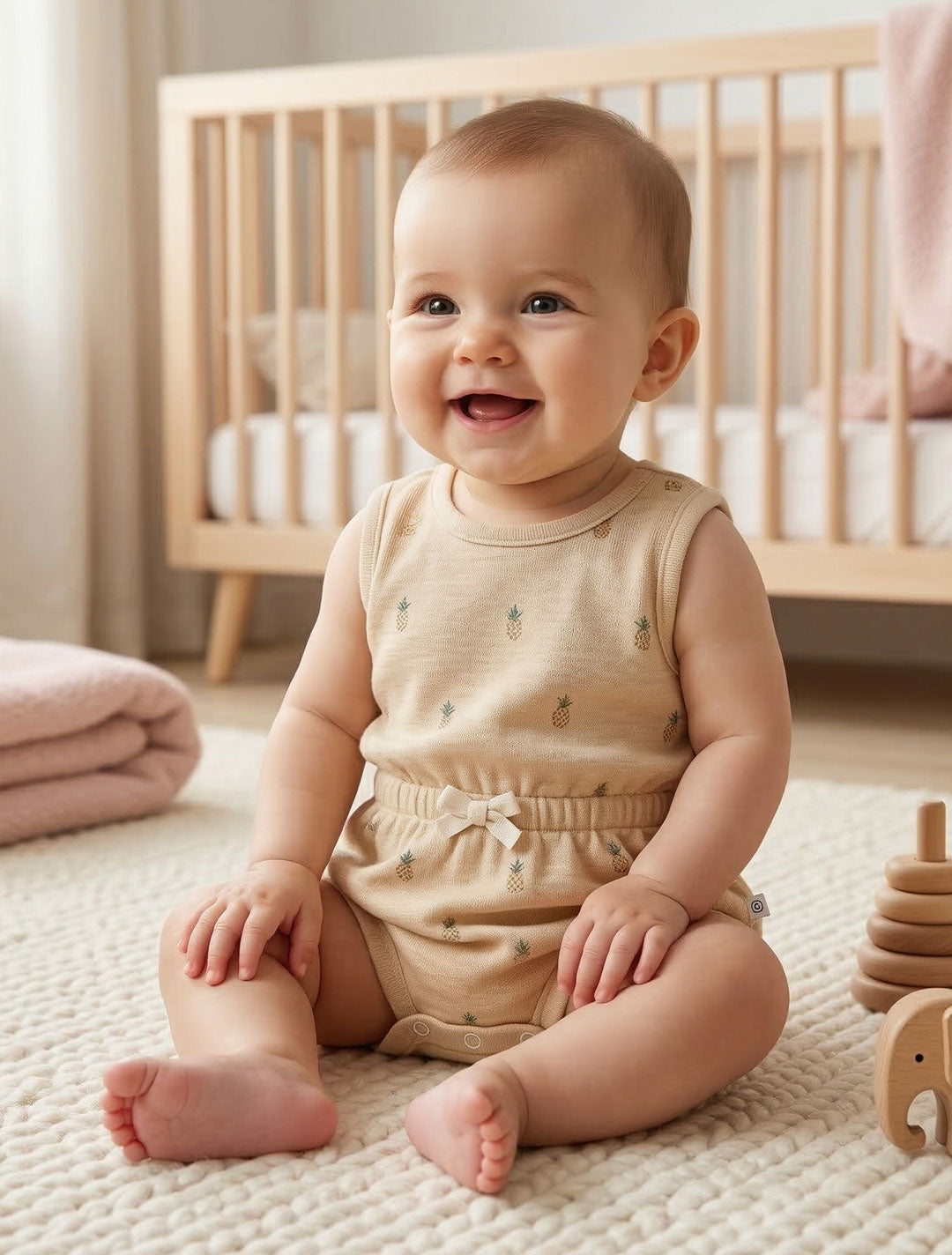 SAND PINEAPPLE PRINTED ONESIE