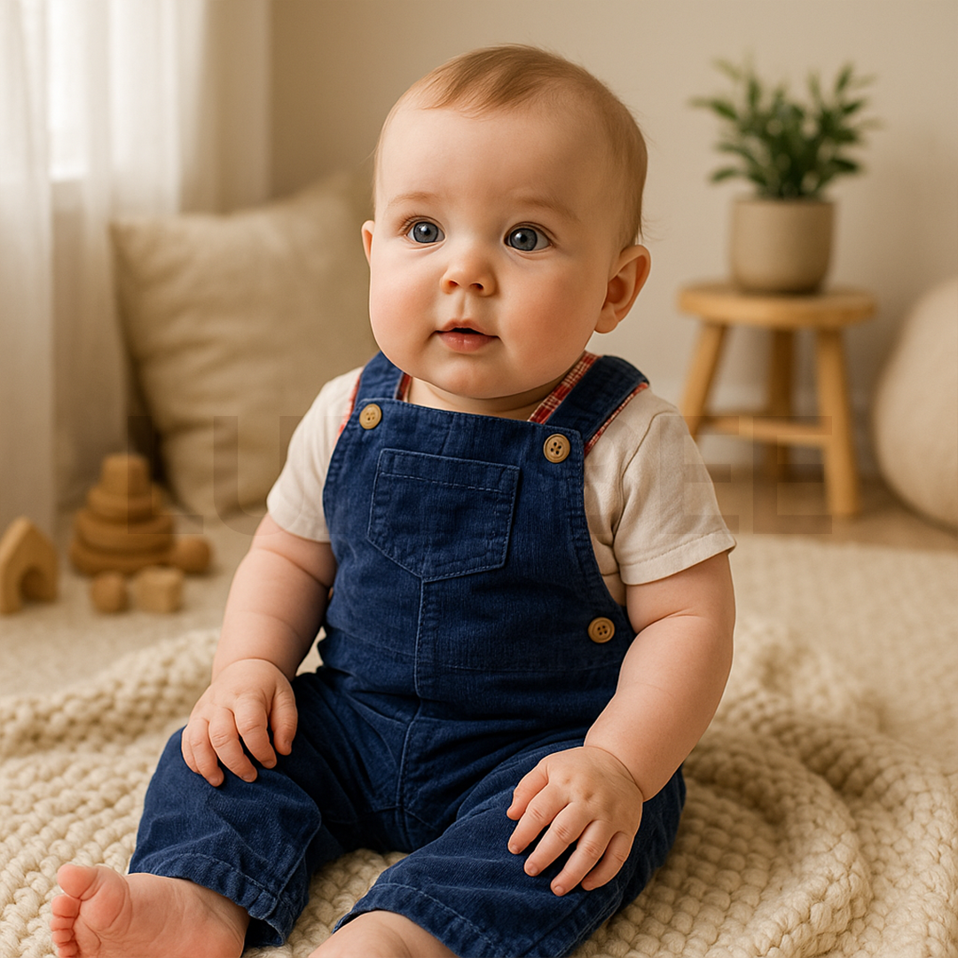 NAVY BLUE VELVET DUNGAREE